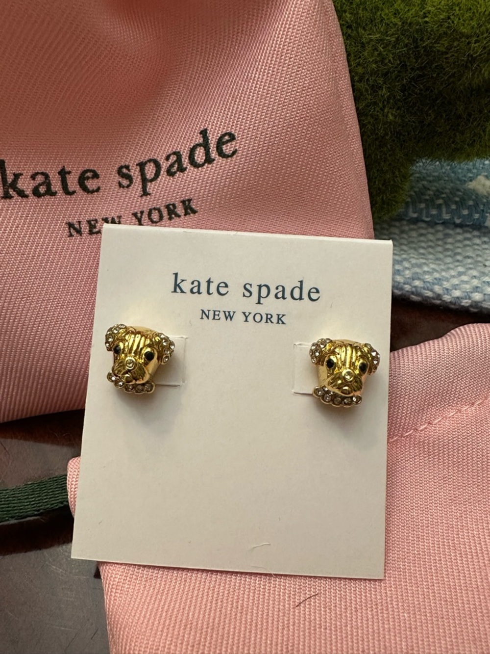 Kate Spade Puppy Dog Gold Plated Stud Earrings NWT - Picture 3 of 6